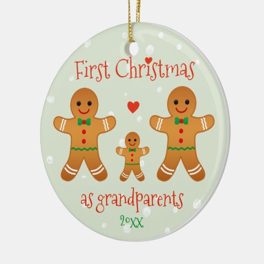 初めてのクリスマスを祖父母 – ジンジャーブレッドマン セラミックオーナメント (左)