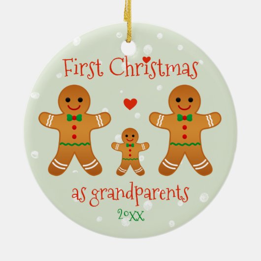 初めてのクリスマスを祖父母 – ジンジャーブレッドマン セラミックオーナメント (裏面)