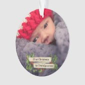 初めてのクリスマスを祖父母 – 写真 オーナメント (正面)