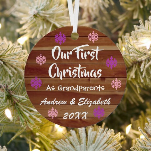 初めてのクリスマスを祖父素朴母 メタルオーナメント (インサイチュ)