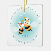 初めてのクリスマスを結ぶかわい セラミックオーナメント (左)