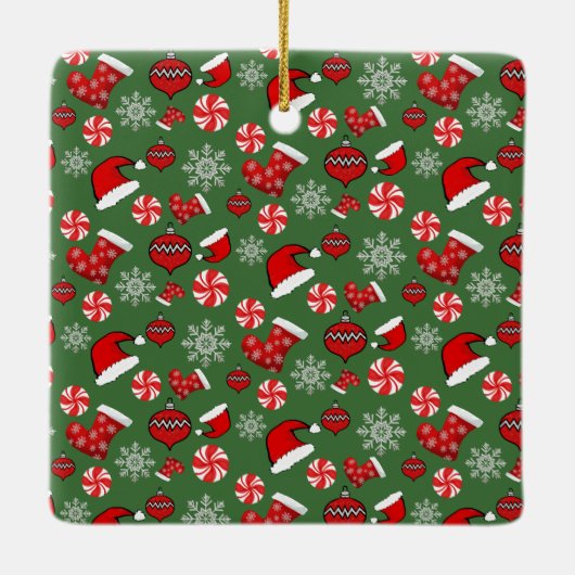 初めてのクリスマスを義理の悪いセーターとして セラミックオーナメント (裏面)