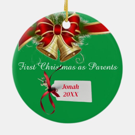 初めてのクリスマスを親としてカスタムオーナメント セラミックオーナメント (裏面)