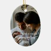 初めてのクリスマスを親としてフォトセラミックオーナメント セラミックオーナメント (裏面)