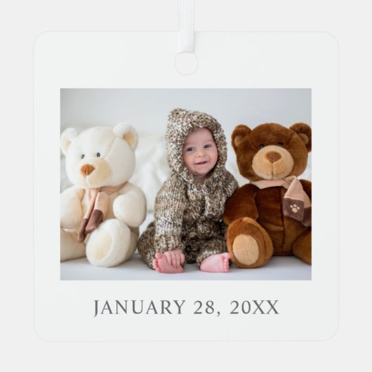 初めてのクリスマスを親としてベビー写真 メタルオーナメント (裏面)