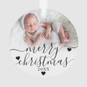 初めてのクリスマスを親として 赤ちゃん 2枚の写真 オーナメント (裏面)