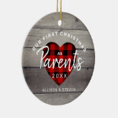 初めてのクリスマスを親と素朴すパーソナライズされた セラミックオーナメント (右)