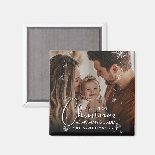初めてのクリスマスを親の家族の写真として マグネット (正面/裏面)