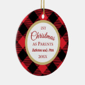 初めてのクリスマスを親バッファロープレイド セラミックオーナメント (右)