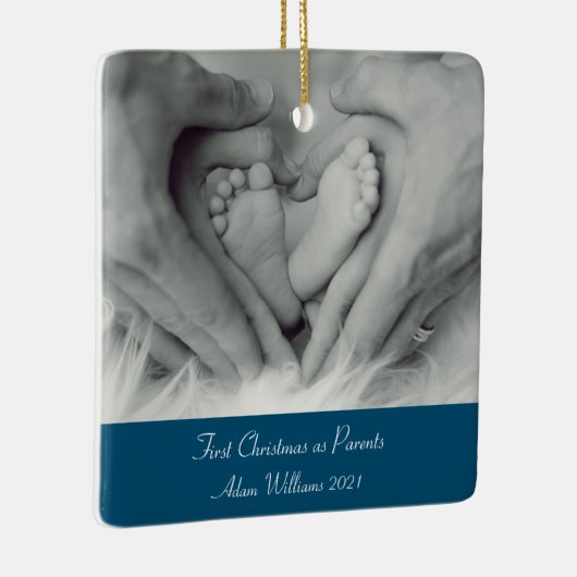初めてのクリスマスを親パーソナライズされた セラミックオーナメント (右)