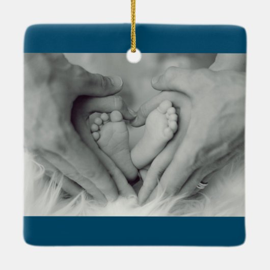 初めてのクリスマスを親パーソナライズされた セラミックオーナメント (裏面)