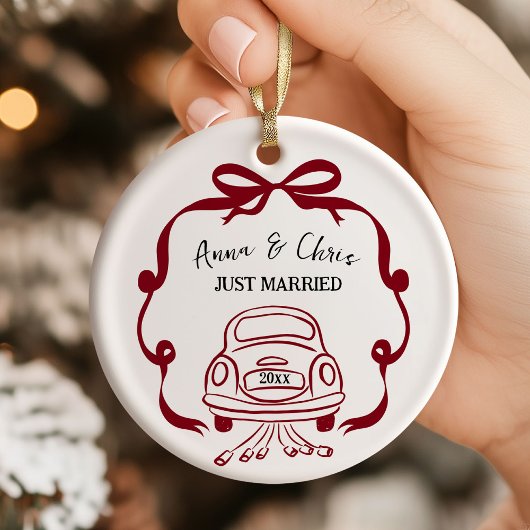 初めてのクリスマスを迎えた夫婦 セラミックオーナメント