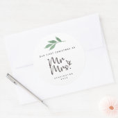 初めてのクリスマスを迎えた新婚夫婦のステッカー ラウンドシール (封筒)