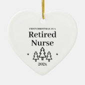 初めてのクリスマスを退職したナースハート セラミックオーナメント (正面)
