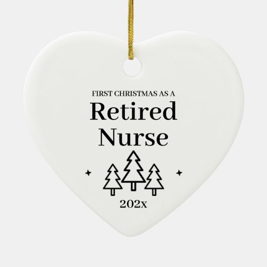 初めてのクリスマスを退職したナースハート セラミックオーナメント (裏面)