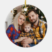 初めてのクリスマスを3つのイメージのファミリカスタムとして セラミックオーナメント (裏面)