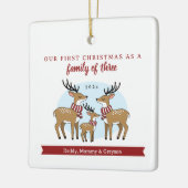 初めてのクリスマスを3つの写真の家族 セラミックオーナメント (左)