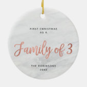 初めてのクリスマスを3大理石のファミリパーソナライズされたとして セラミックオーナメント (裏面)