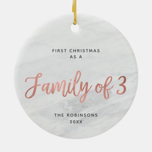 初めてのクリスマスを3大理石のファミリパーソナライズされたとして セラミックオーナメント (裏面)