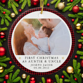 初めてのクリスマスをAuntie & Uncle Photo Plaidとして セラミックオーナメント