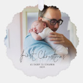 初めてのクリスマスをDaddy Name Year Photo オーナメントカード (正面)