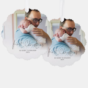 初めてのクリスマスをDaddy Name Year Photo オーナメントカード