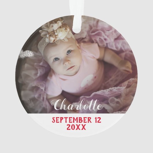 初めてのクリスマスをGrandpa写真として オーナメント (裏面)