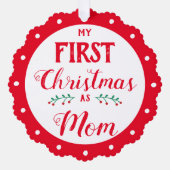 初めてのクリスマスをMomの生まれたばかりのベビー写真 オーナメントカード (正面)