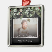 初めてのクリスマスをMommyとDaddy 2フォトメタルとして メタルオーナメント (左)