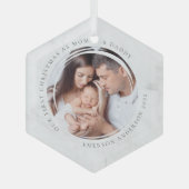 初めてのクリスマスをMommyとDaddy Marble Photo ガラスオーナメント (正面)