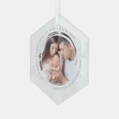 初めてのクリスマスをMommyとDaddy Marble Photo ガラスオーナメント (正面左)