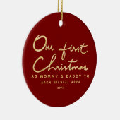 初めてのクリスマスをMommyとDaddy with Photo セラミックオーナメント (右)