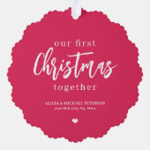 初めてのクリスマスをMr & Mrsのスクリプトの写真名として オーナメントカード (裏面)