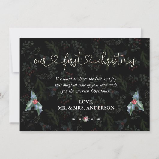 初めてのクリスマスをMr. & Mrs. Script Photo 招待状 (裏面)