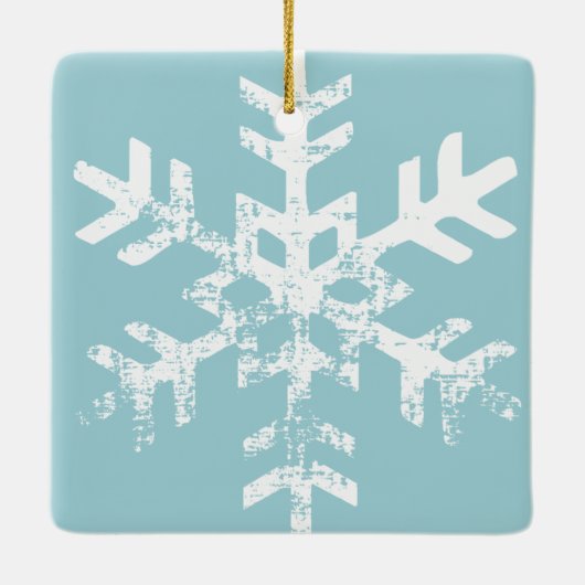初めてのクリスマスアイスブルーカスタムフォトスノーフレーク セラミックオーナメント (裏面)
