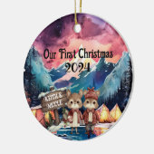 初めてのクリスマスアウトドアシーカップル新婚 セラミックオーナメント (左)