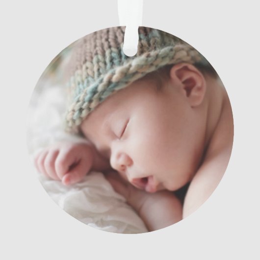 初めてのクリスマスアクアブルー男の赤ちゃん写真 オーナメント (裏面)