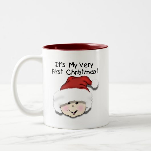 初めてのクリスマスアジアベビーTシャツとギフト ツートーンマグカップ (左)