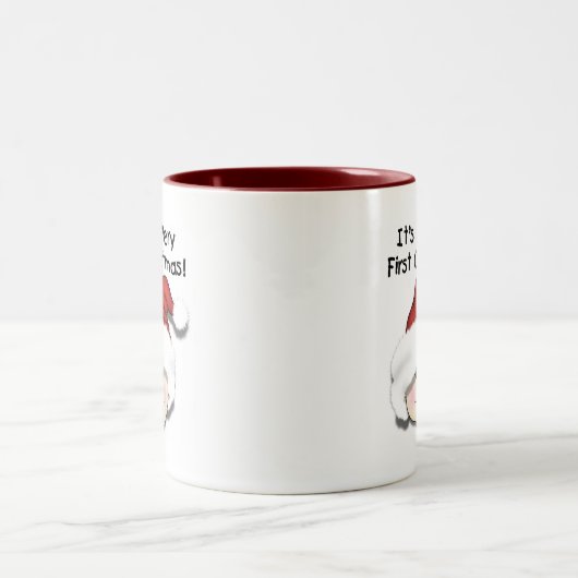 初めてのクリスマスアジアベビーTシャツとギフト ツートーンマグカップ (中央)