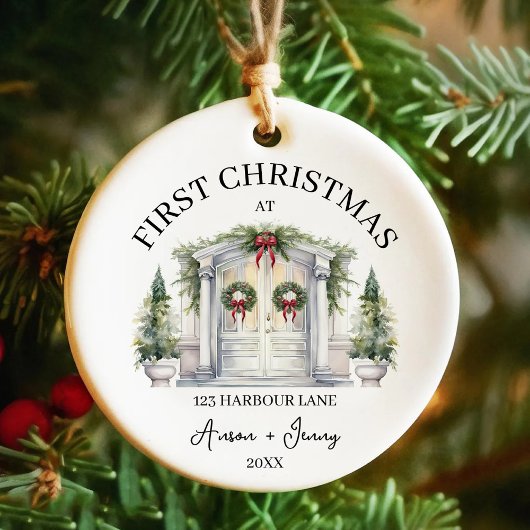 初めてのクリスマスアットニューハウス名前をカスタムする年 セラミックオーナメント