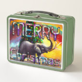初めてのクリスマスアフリカゾウ飾ズツリー メタルランチボックス (正面)
