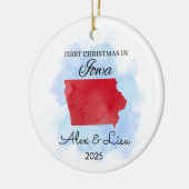 初めてのクリスマスインアイオワ州オーナメント セラミックオーナメント (左)