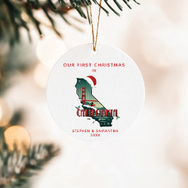 初めてのクリスマスインカリフォルニア州カスタム文字 セラミックオーナメント