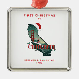 初めてのクリスマスインカリフォルニア州 パーソナライズされた メタルオーナメント