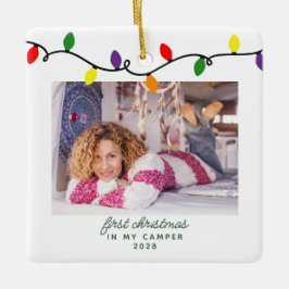 初めてのクリスマスインキャンパーRVラカラフルイト セラミックオーナメント