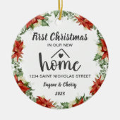 初めてのクリスマスインザニューホームウォーターカラーリース セラミックオーナメント (正面)