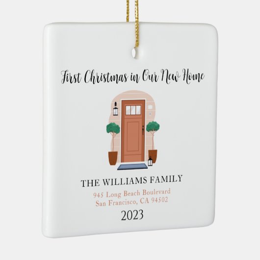 初めてのクリスマスインザニューホームパステルフロントドア セラミックオーナメント (右)
