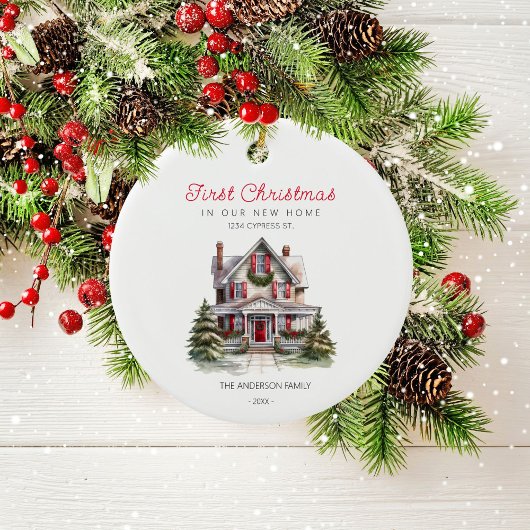 初めてのクリスマスインザニューホームファミリーオーナメント セラミックオーナメント