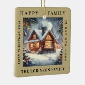 初めてのクリスマスインザニューホームフォレストサンドベージュ色 セラミックオーナメント (右)