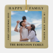 初めてのクリスマスインザニューホームフォレストサンドベージュ色 セラミックオーナメント (裏面)